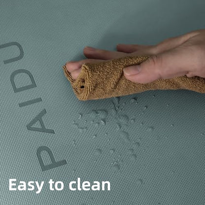 PAIDU POE Yoga Mat （10mm）Extra Thick Fitness Mat 72"x24" with Carry Strap - color: Deep green+Gray.
