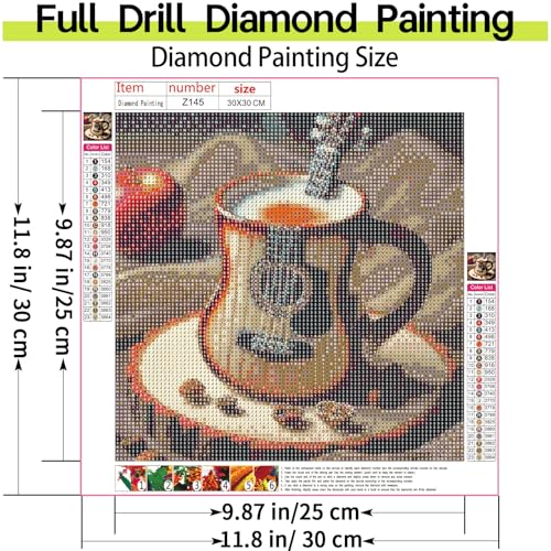 Shouruihua Coffee Diamond Painting Kits for Adults, Guitar Diamond Art Kit | Music, Gem Art, Diamond Dotz Kits, Diamond Dots, Full Round Drill Diamond Painting Kits Beginner, 11.8x11.8 in - color: Coffee