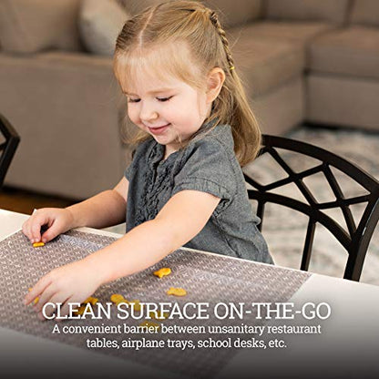 Gray and White Disposable Placemats for Baby, Toddlers, Children and Adults - Sticky Toppers for Tables - Restaurant, Travel, Airplane Tray Covers, Schools - 40 Pack - color: Gray/White