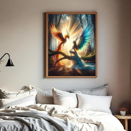 WPYTNM Diamond Painting Kit, 5D Fantasy Forest Phoenix and Goddess Art,DIY Handmade Full Drill, Canvas, 12x16 Inches, Art Deco Style, Adult - color: 5D Fantasy Forest Phoenix and Goddess Art,