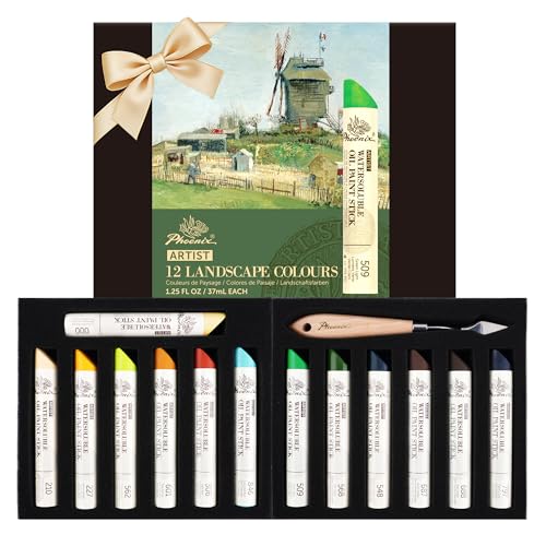 PHOENIX Earth Tone Oil Paint Stick - Set of 12 Landscape Woodland Colors 37ml Large Soft Water Soluable Oil Pastels for Artists - color: 12 Earth Tones