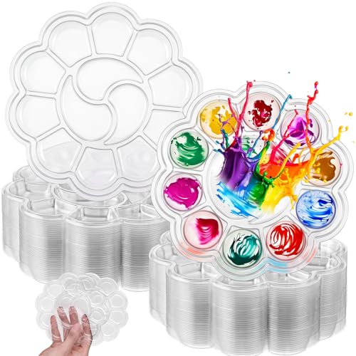 200 Pcs Paint Tray Palettes 5.5 in with 13 Compartments Clear Disposable Plastic Paint Palette Bulk Watercolor Craft Supplies for Art Class, DIY Craft, Painting Party, Birthday Party - style: 13 Compartments