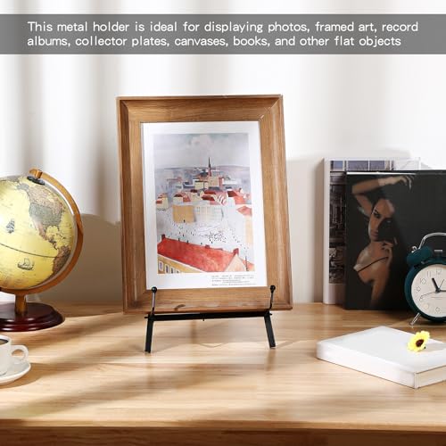 Leinuosen 1 Pcs Metal Easel Stand 16.5" H x 8.7" W x 4.3" D Table Top Easel Stand for Display Tripod Art Picture Mirror Modern Plate Holder for Display Book Photo Wedding Sign (Black) - color: Black