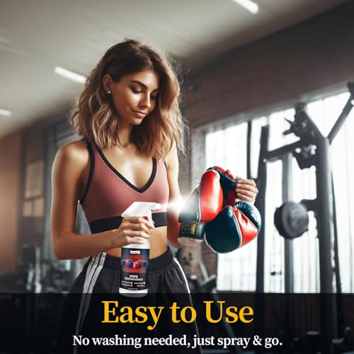 Boxing Glove Deodorizer Cleaner Spray（with Desiccant), Gym Equipment & Shoe Odor Eliminating Spray, Yoga Mat Cleaner, Natural Plant Based Sports Deodorizer, 16.91Fl Oz