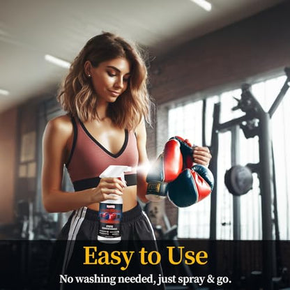 Boxing Glove Deodorizer Cleaner Spray（with Desiccant), Gym Equipment & Shoe Odor Eliminating Spray, Yoga Mat Cleaner, Natural Plant Based Sports Deodorizer, 16.91Fl Oz