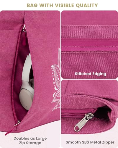 Gonex Yoga Mat Bag with Zipper Mat Carrier Canvas Gym Tote | Durable Canvas, Zipper Closures Prevent Slipping, Quick Access, Bottle Holder, Fits Yoga Blocks, Gym & Travel Use - color: Rose Red, size: X-Large(19.5×7×17inch)