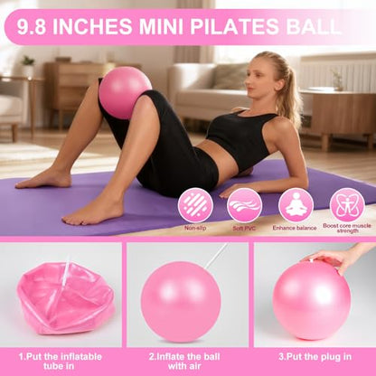 Pilates Kit for Women, Pilates Equipment with 13'' Magic Circle | Pilates Ring and Ball Set with 5 Strength Bands, Hip Thrust Belt, Compact Workout Set at Home