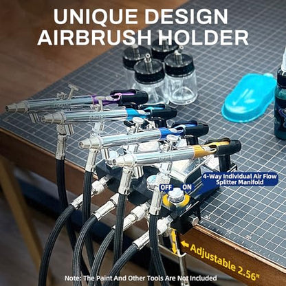 OPHIR 6X 0.35mm Dual Action Airbrush Gun Set for Body Art Painting | Includes 6 Siphon Feed Airbrushes, 5 Nylon Air Hoses, and Airbrush Holder For Crafts, Art, Model Hobby Painting, Artwork - color: 6x Siphon Feed Airbrush+5x Airbrush Hose+Holder