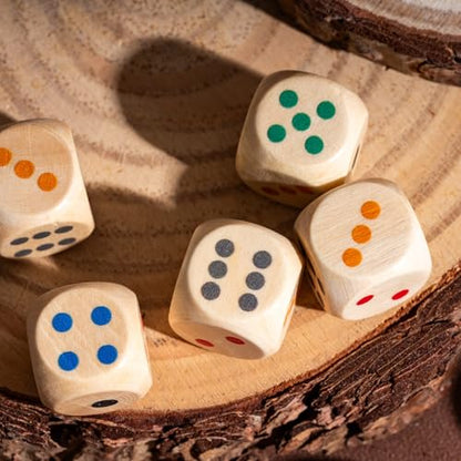 10PCS 16mm D6 Dice Set Wooden 6 Sided Dice Set for D&D Board Games - color: D6-color P