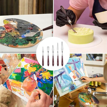 11 Pcs Palette Knife Set, 5 Pcs Stainless Steel Palette Knives and 6 Pcs Plastic Scrapers, Painting Accessories for Oil Acrylic Canvas Painting Color Mixing Thick Paint Applications (Orange)