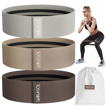 Fabric Resistance Bands Set of 3 for Legs, Glutes, Arms, Women Men Exercise