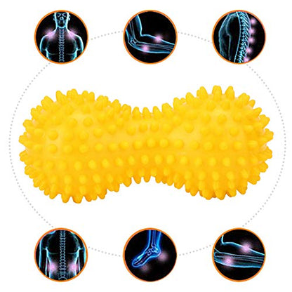 Drfeify Massage Ball, PVC Spiky Muscle Relaxation Ball for Pain Relief, with Strong Spikes for Fitness Yoga, Back Neck Feet (Yellow) - color: Yellow