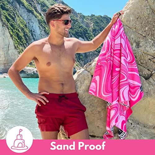 ECCOSOPHY Microfiber Beach Towel - Quick Dry, Sand Free and Oversized 71x35 | Super absorbent, lightweight, swimming, gym, extra large, pool, cruise, camping, yoga, travel, compact, carry bag, vacation - color: Bahamas