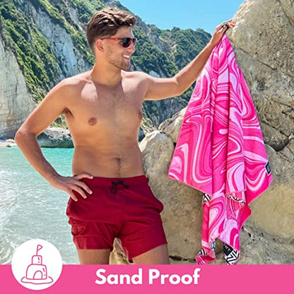 ECCOSOPHY Microfiber Beach Towel - Quick Dry, Sand Free and Oversized 71x35 | Super absorbent, lightweight, swimming, gym, extra large, pool, cruise, camping, yoga, travel, compact, carry bag, vacation - color: Bahamas