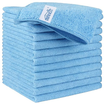 HOMEXCEL Blue Microfiber Cleaning Cloth, Microfiber Towels for Car, 12 Pack | Lint Free Cleaning Rags for Household, Kitchen, Car Wash Towels for Detailing Drying, Scratch-Free, 11.5"X 11.5" - color: Blue