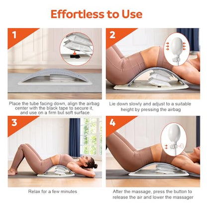 Inflatable Back Stretcher for Lower Back Pain Relief, Adjustable Airbag Lumbar Traction Device,Spine Decompression Support Board with Acupressure Massage&Chair Strap,Posture Corrector for Home Office