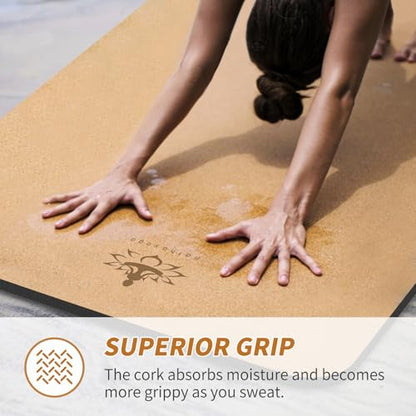 Hatha Yoga Extra Large Natural Cork Yoga Mat - 78" x 32" or 72" x 48", 1/2" Extra Thick Non-slip TPE Exercise Mat, Anti-tear Pilates Mat for Home, Gym, Hot Yoga, Stretching, Fitness & Workouts - size: Extra Large (6'x4'x1/2")