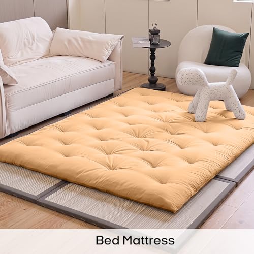 ZonLi Japanese Floor Mattress, 100% Cotton Cover Foldable Futon Mattress - color: Burro, size: Full(75"L x 54"W x 2.5"Th)
