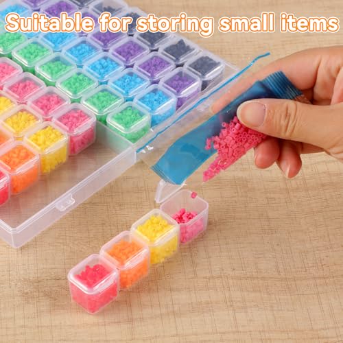 Rolett 56 Grids Bead Storage Containers with 110Pcs Label Stickers | Small Bead Organizer Box, Multi Purpose Diamond Art Painting Storage Containers for DIY Craft & Jewelry Supplies