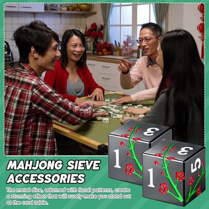 2 Pcs Mahjong Dice Metal, Classic, Black | D6 Mah Jong Dice,Standard Size Mahjong Dice, Durable Material, Replacement for Lost Dice, Board Game Mahjong Supplies - color: Black, size: Classic