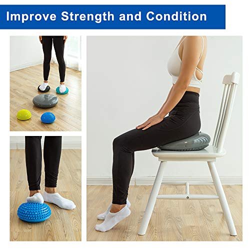 StrongTek Balance Pod Kit, 4 Hedgehog Pods, Wobble Cushion, Air Pump | Adjustable Firmness, Textured Foot Massage, Agility and Coordination Training, Core Stability and Physical Therapy