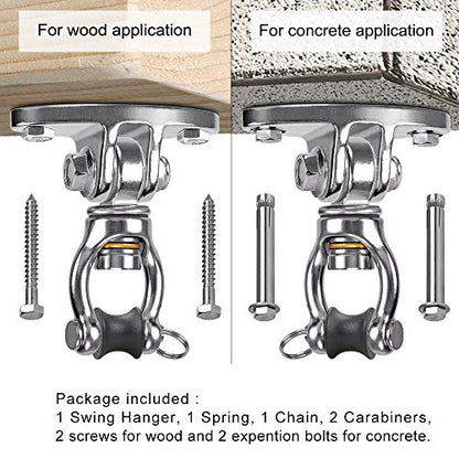 SELEWARE Hammock Chair Hanging Kit, Bearing Swing Hanger w/Spring & Chain - color: Bearing Swing Hanger With Chain & Conical Spring