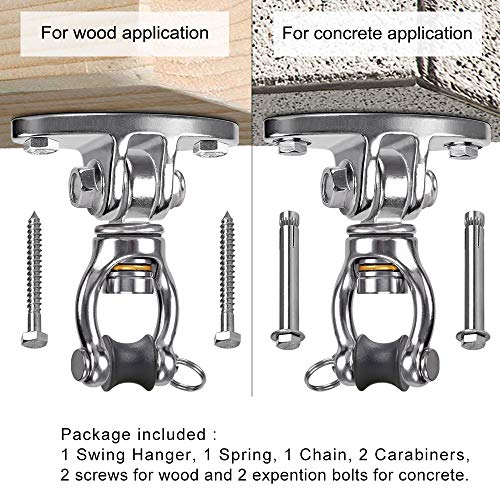 SELEWARE Hammock Chair Hanging Kit, Bearing Swing Hanger w/Spring & Chain - color: Bearing Swing Hanger With Chain & Conical Spring