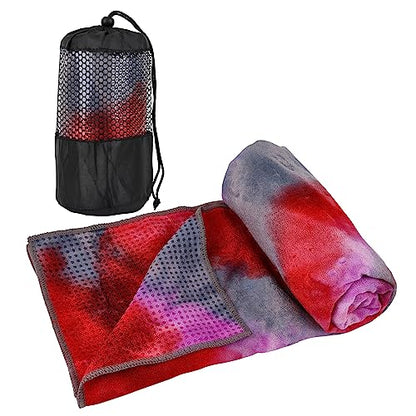 Yoga Towels, Non Slip Hot Yoga Mat Towel with Grip Dots,Super-Absorbent Soft Microfiber Yoga Blanket for Pilates, Fitness and Workout 72inch x 24inch - color: Purple+red