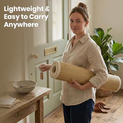 LFH Home Handmade Straw Yoga Mat For Exercise, Workout, Fitness - Perfect Heavy Quality Eco Friendly Natural Straw Reversible Yoga Mat for Men & Women - 72x24 Inch - color: Brown