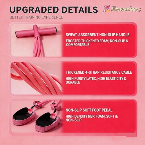 Fitness Resistance Bands with 4 Tube Pedal Ankle Puller, Elastic Yoga Pedal Stretch Band for Exercise, - color: Pink