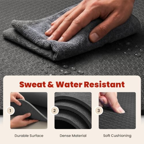 Large Yoga Mat, 6' x 4'/6' x 3' x 6mm /8mm/12mm Thick Workout Mat - color: Black, size: 72" x 48" x 0.24"
