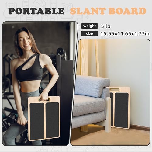 Slant Board for Calf Stretching, Adjustable Portable Wooden Calf Stretcher Incline Board, 380 lbs Weight Capacity Calf Stretch Wedge for Leg, Knees, Heel, Ankle & Stretching