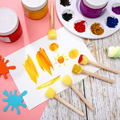Outus 40 Pieces Round Sponge Foam Brush Set Paint Sponge Daubers with Wooden Handle Foam Stencil Brush Painting Tools for Painting Crafts - size: 0.6 Inch