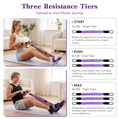 Pedal Resistance Band with Handles & Figure 8 Bands Set, Adjustable Foot Pedal Exerciser & Elastic Rope, Full Body Workout for Abs Arms Legs Waist Core, Pilates Yoga Sit Up Home Gym Equipment