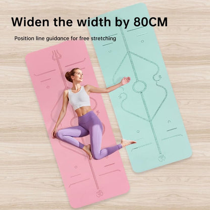 Premium TPE Yoga Mat – 8mm Thick & Double-Sided Non-Slip | Eco-Friendly | Extra Wide 80cm | Joint Protection - color: Pink, size: 72*24*0.31in