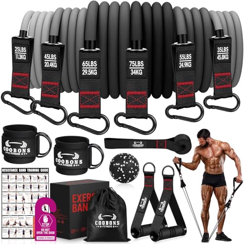 Heavy Resistance Bands for Working Out, 300LBS Exercise Bands with Handles - color: Black, Grey