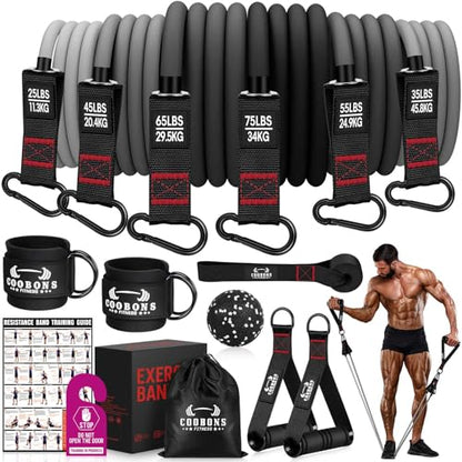 Heavy Resistance Bands for Working Out, 300LBS Exercise Bands with Handles - color: Black, Grey
