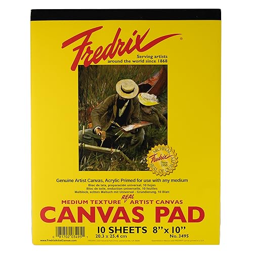 Fredrix 3495 Canvas Pad, 8" x 10" Canvas, Primed and Ready to Paint, Sturd, Can be Mounted When Dry, 10 Sheets per Pad, White - color: White Canvas, size: 8" x 10"