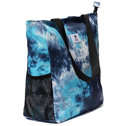 ESVAN Original Floral Water Resistant Large Tote Bag Shoulder Bag for Gym Beach Travel Daily Bags Upgraded - color: [D]