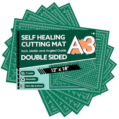 5 Packs Self Healing Cutting Mat Bulk 12"x18" Rotary Cutting Sewing Mats A3 | Cutting Board for Fabric Crafting Sewing Scrapbooking Quilting, Precision Cutting, Double Sided 5-Ply