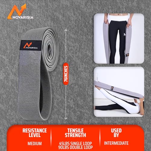 76 Inch Fabric Resistance Band for Strength Training, Mobility, and Stretching, Non-Slip Workout Band for Athletes, Home Gyms, Yoga, and Physical Therapy - color: Gray