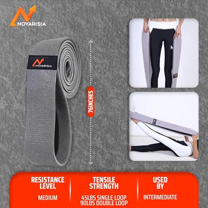 76 Inch Fabric Resistance Band for Strength Training, Mobility, and Stretching, Non-Slip Workout Band for Athletes, Home Gyms, Yoga, and Physical Therapy - color: Gray