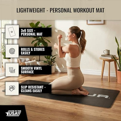 Dollamur 3x6 Signature Workout Mat - Black - Thick Yoga Mat