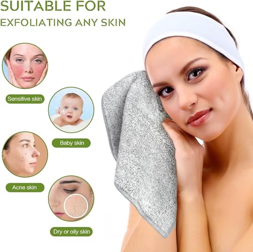 SINLAND Microfiber Face Towels Soft Washcloths 12Inch x 12Inch 6 Pack Grey - color: Grey