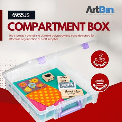 ArtBin Essentials 12 x 12 One-Compartment Craft Box, Clear | One Open Compartment, 15.25 x 14 x 3.5 Inches, Secure Latches, Stackable, Durable Polypropylene - color: Purple, size: 1 Pack