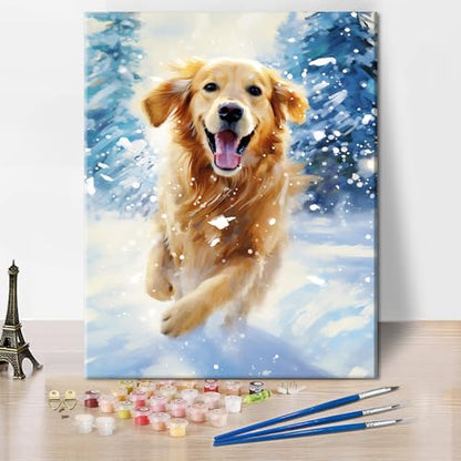 TUMOVO Paint by Numbers for Adults Kids Beginner Golden Retriever Paint by Number Kit Dog Adult Paint by Number Kits On Canvas Acrylic Paint by Numbers for Kids Ages 8-12 DIY Arts Craft, 16"x20" - color: Dog