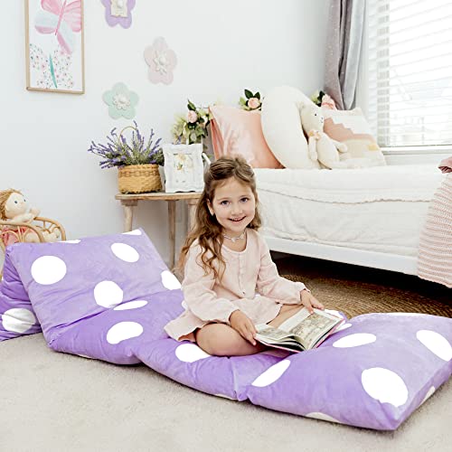 Butterfly Craze Floor Pillow Case, Mattress Bed Lounger Cover, Polka Purple, Queen Size - Cozy Seating Solution for Kids & Adults, Recliner Cushion, for Reading, TV Time (Pillow Not Included) - color: Polka Purple, size: Queen