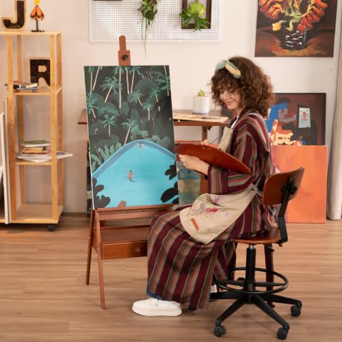 DJAR Medium Wooden H-Frame Art Easel with Storage Drawer, Walnut | Hold Canvas up to 34.6", Artist Painting Stand for Adults, Sturdy and Durable, Perfect for Home Studios & Classroom