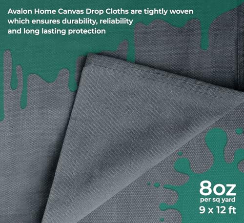Canvas Drop Cloth for Painting 9x12 feet Pack of 1-8oz Painters Drop Cloths for Painting - All Purpose Canvas Tarps for Floor & Furniture Protection - Recycled Cotton Fabric - size: 9x12 Ft - 1 pc