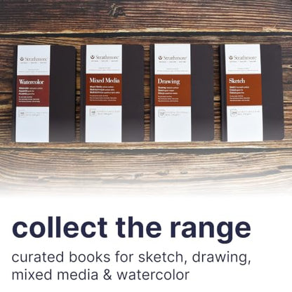 Strathmore 500 Series Mixed Media Paper Art Book, Matte Brown Cover, Natural White, Side Wire Binding, 32 Sheets, 5.5x8.5 inch - size: 5.5x8.5 inch, style: Side Wire